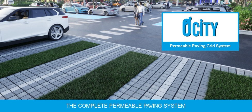 Permeable paving grid system for urban spaces 