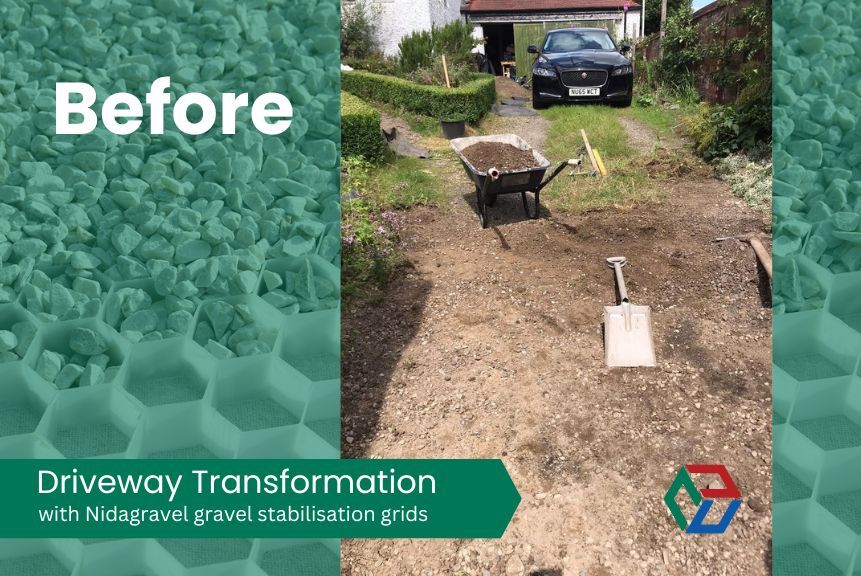 Gravel driveway transformation with Nidagravel gravel grids
